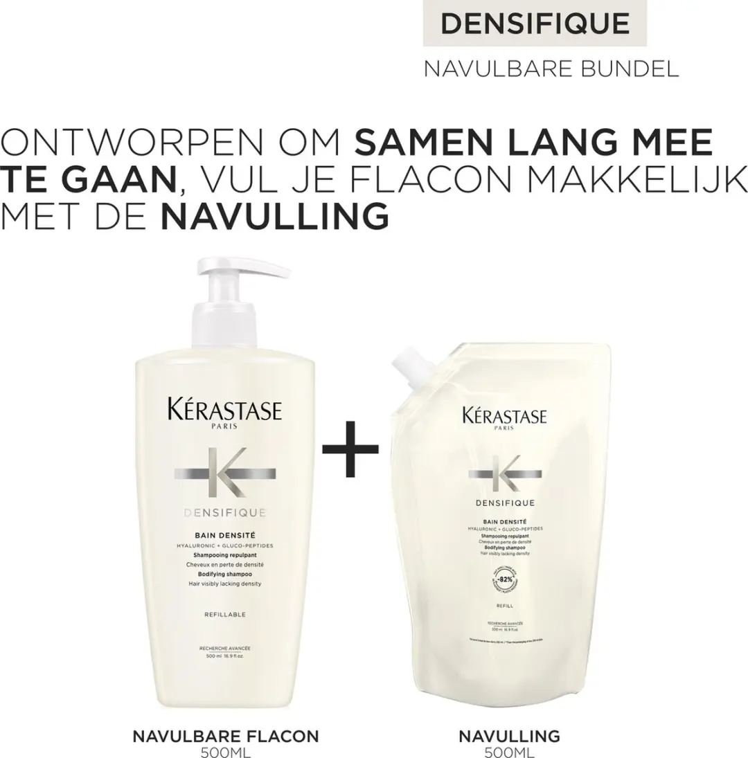 Kérastase Densifique Navulbare Shampoo & Navulling 1000ml - Flatpouch Cadeau