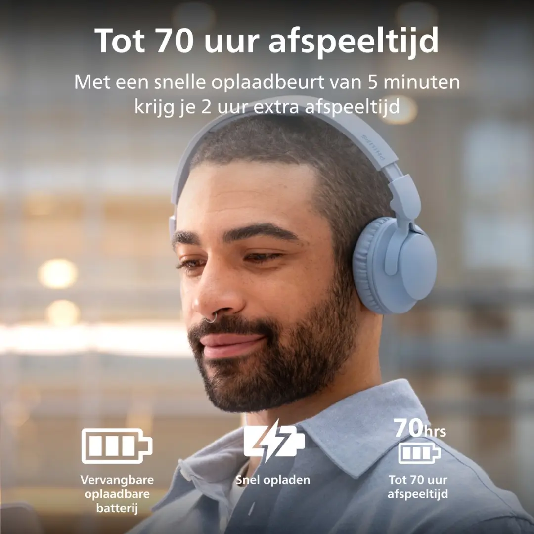 Philips TAH4000 Draadloze On-Ear Hoofdtelefoon - 70u - Lichtblauw