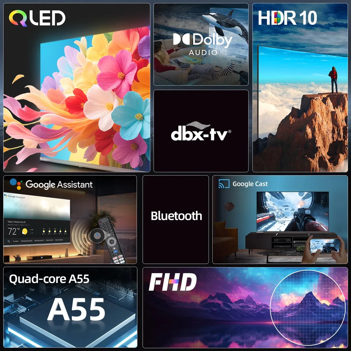 CHiQ L32QST Smart TV 32" QLED Full HD - Google TV - Zwart