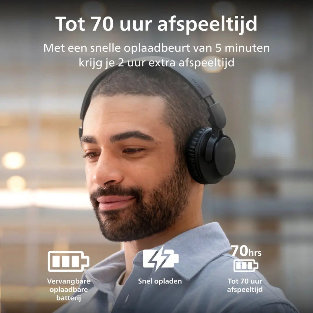 Philips Sound TAH4000 Draadloze On-Ear Hoofdtelefoon - 70 uur - Zwart