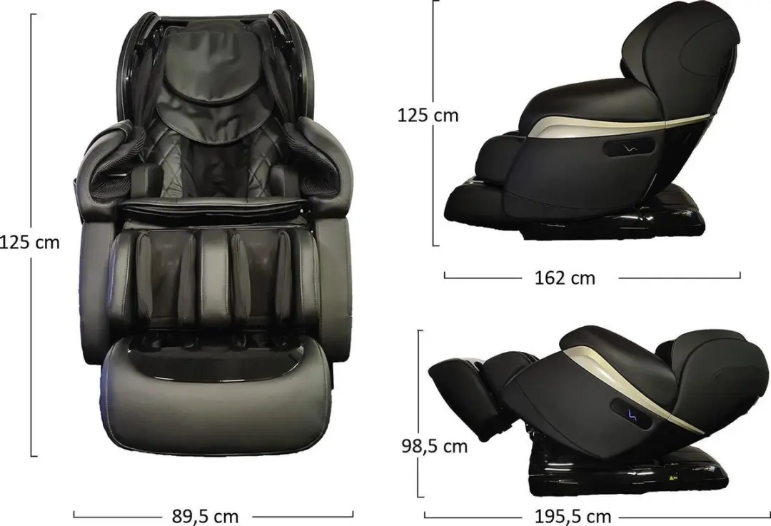 TotalSeat Cervo Elektrische Massagestoel - 12 Programma's - Rug/Nek/Kuit - Zwart/Beige