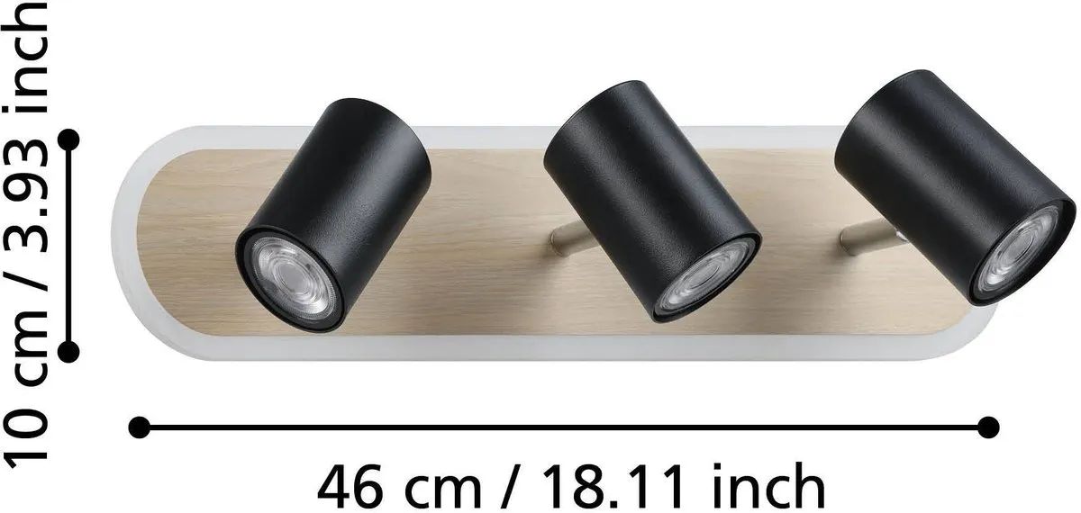 Eglo Rimbocchi Spot LED 46cm - Zwart/Bruin - Dimbaar