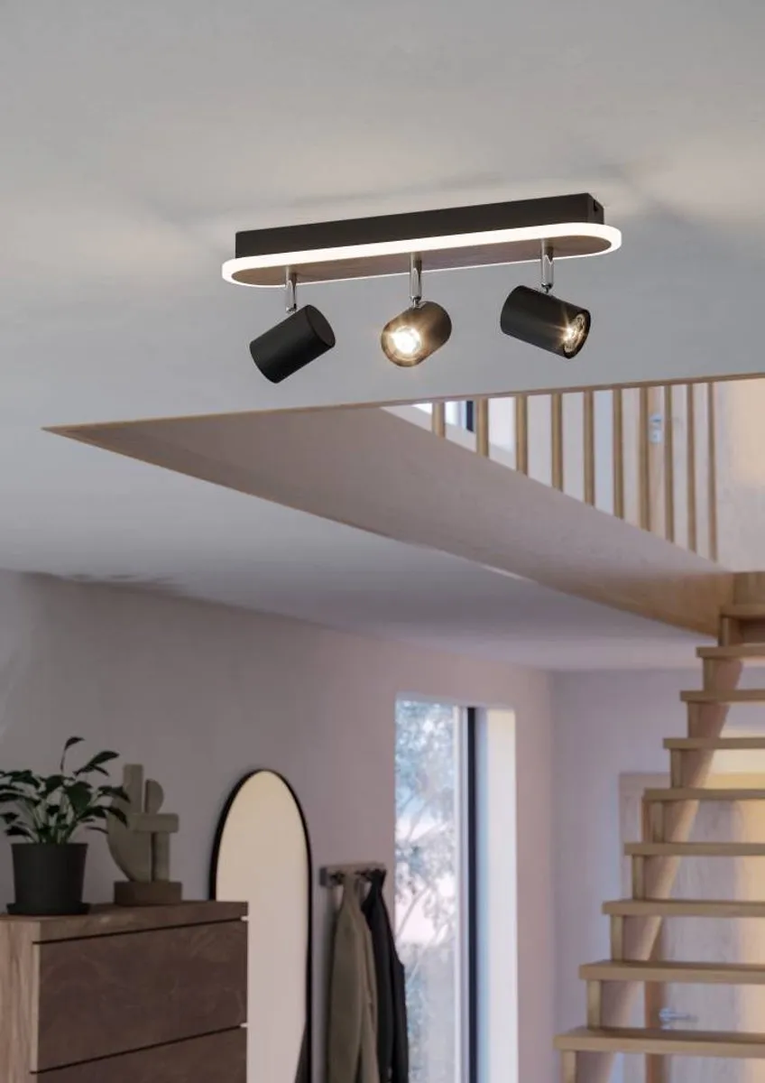 Eglo Rimbocchi Spot LED 46cm - Zwart/Bruin - Dimbaar