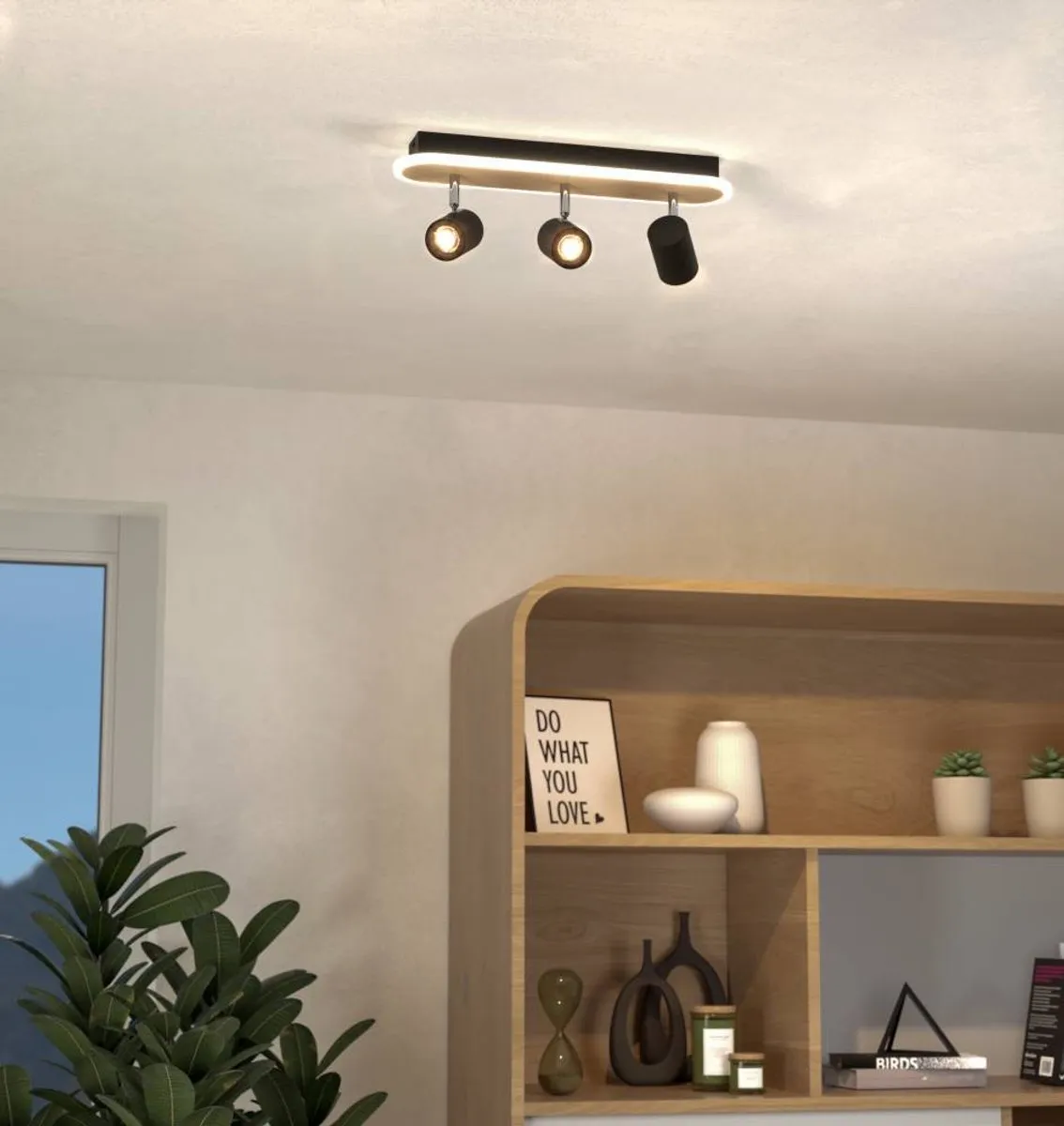 Eglo Rimbocchi Spot LED 46cm - Zwart/Bruin - Dimbaar