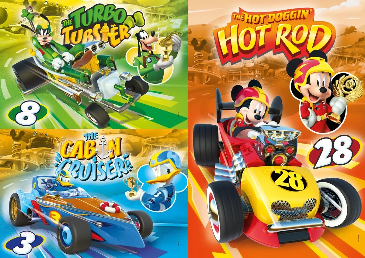 Clementoni Disney Mickey and the Roadster Racers Superkleur Puzzel - 3x48 Stuks