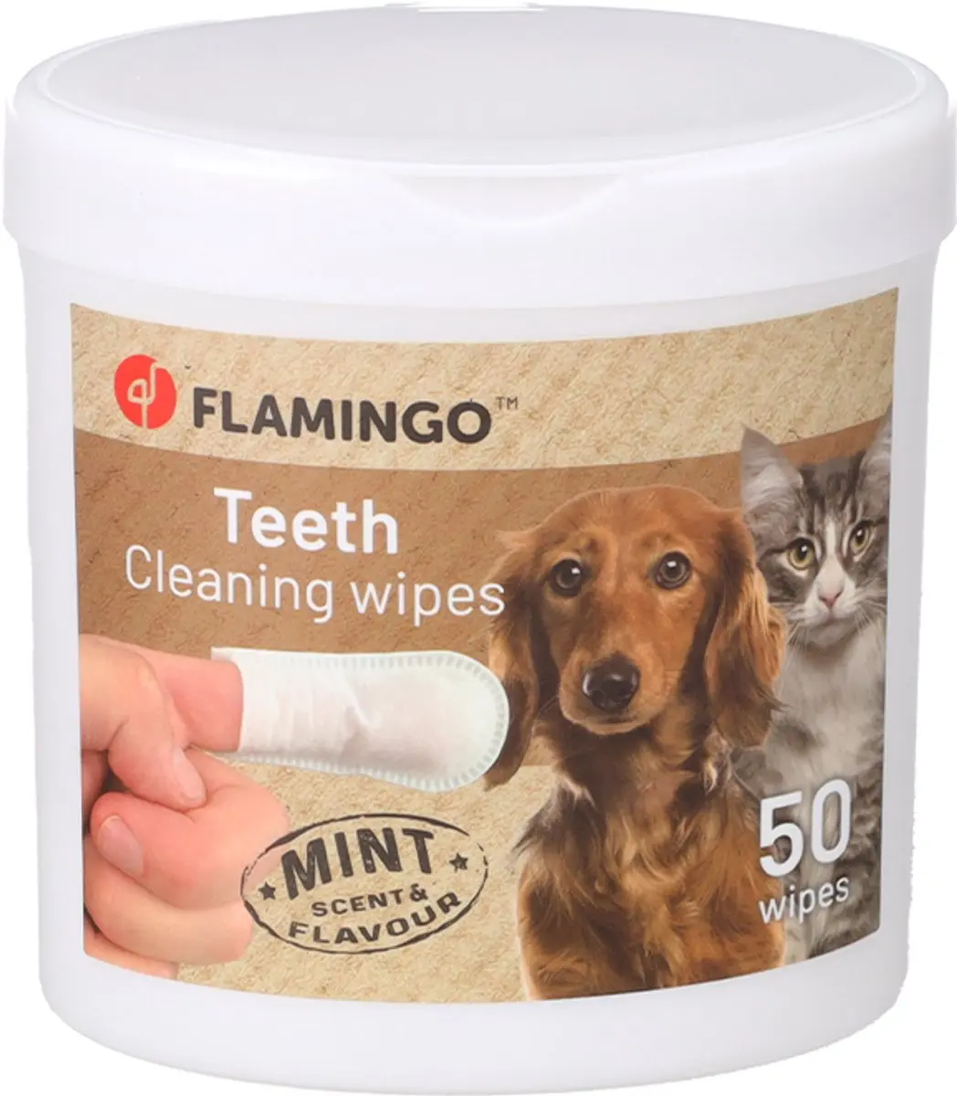 Flamingo Tanddoekjes Honden Katten Munt 2x50 Stuks - Wit