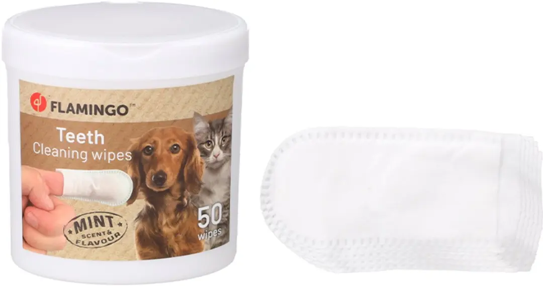 Flamingo Tanddoekjes Honden Katten Munt 2x50 Stuks - Wit