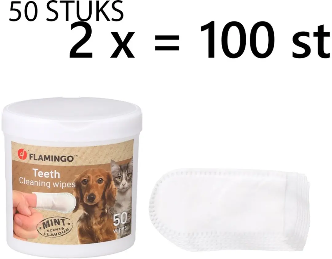 Flamingo Tanddoekjes Honden Katten Munt 2x50 Stuks