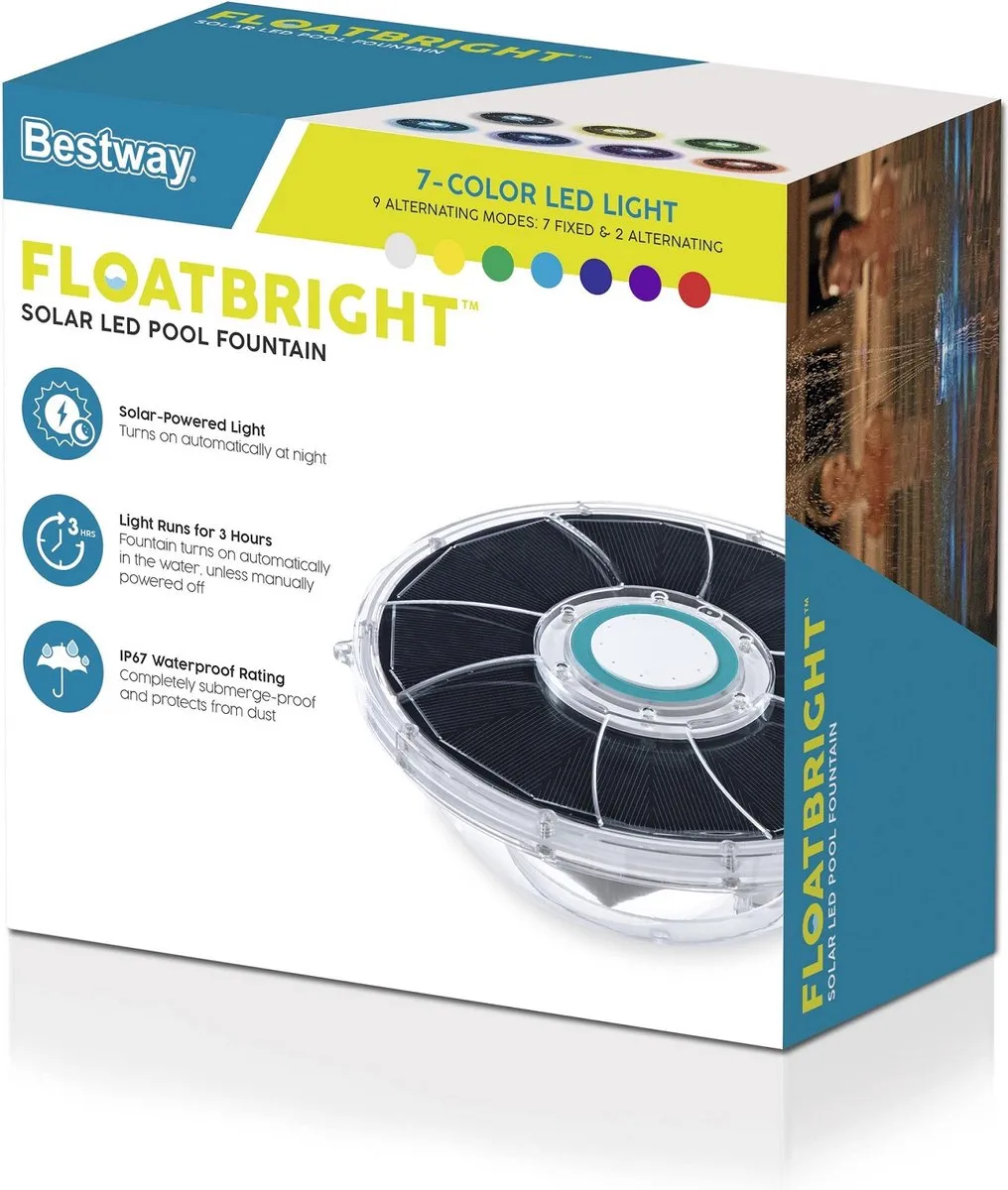 Bestway Drijvende Solar Fountainlamp - Zwembad - Blauw/Transparant/Wit/Zwart - afbeelding 6 van 6