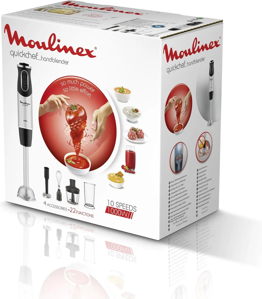 Moulinex QuickChef DD65H8 Staafmixer 1000W - Zwart/RVS