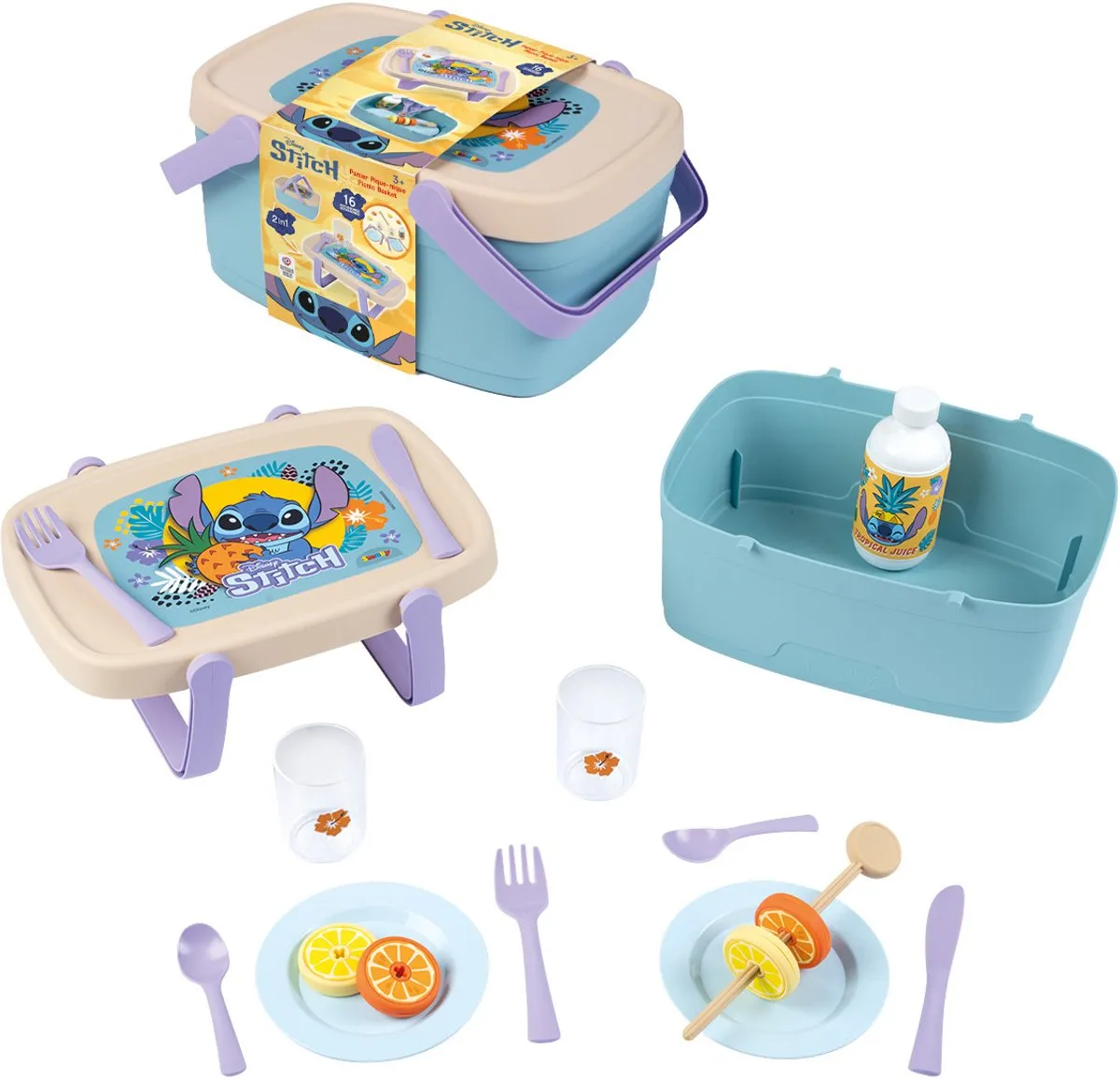 Smoby Stitch Picknickmand Speelgoedkeukenaccessoireset - 16-delig - afbeelding 6 van 6