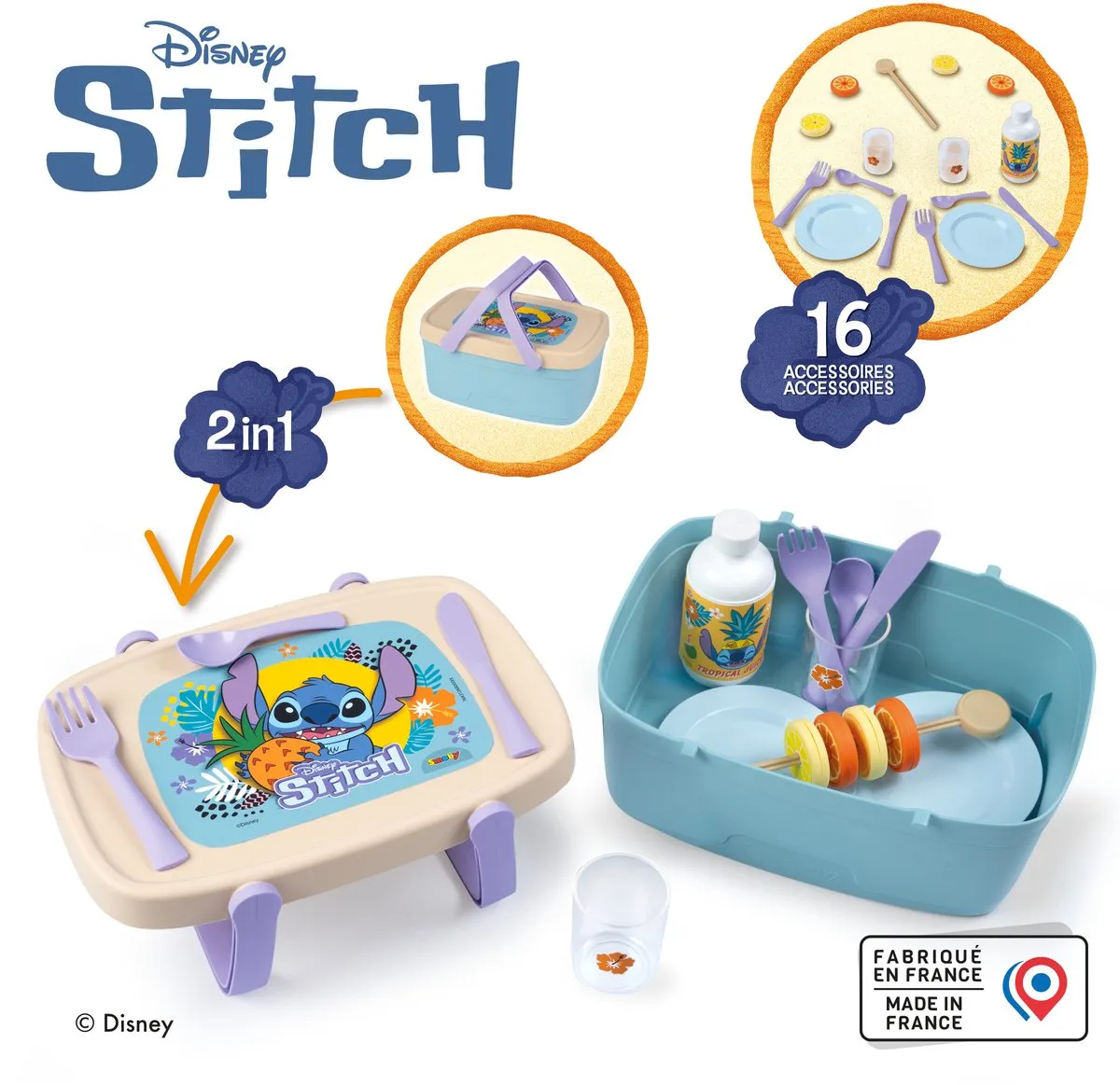 Smoby Stitch Picknickmand Speelgoedkeukenaccessoireset - 16-delig