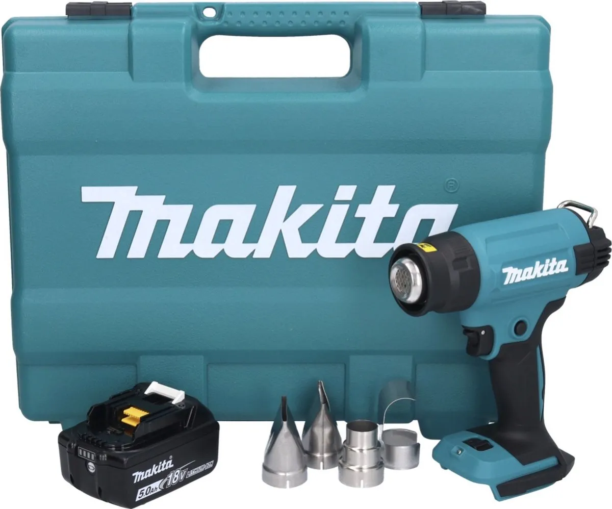 Makita DHG181T1K Heteluchtpistool 18V - 150-550°C - 5.0Ah - met accu