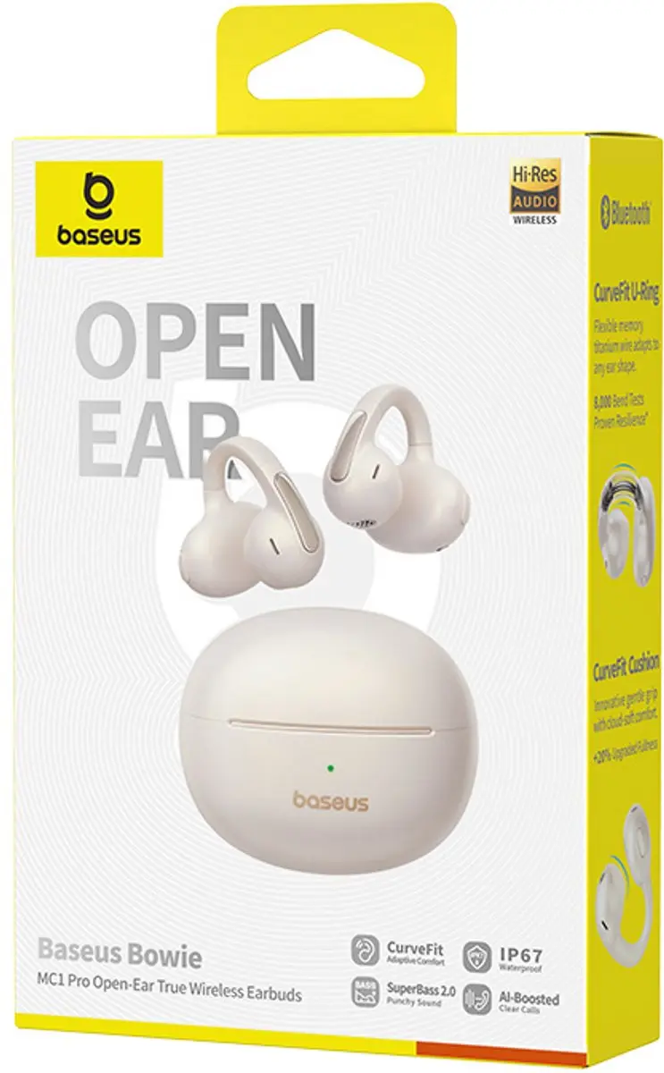 Baseus Bowie MC1 Pro OWS Draadloze Oortjes - Wit - IP67