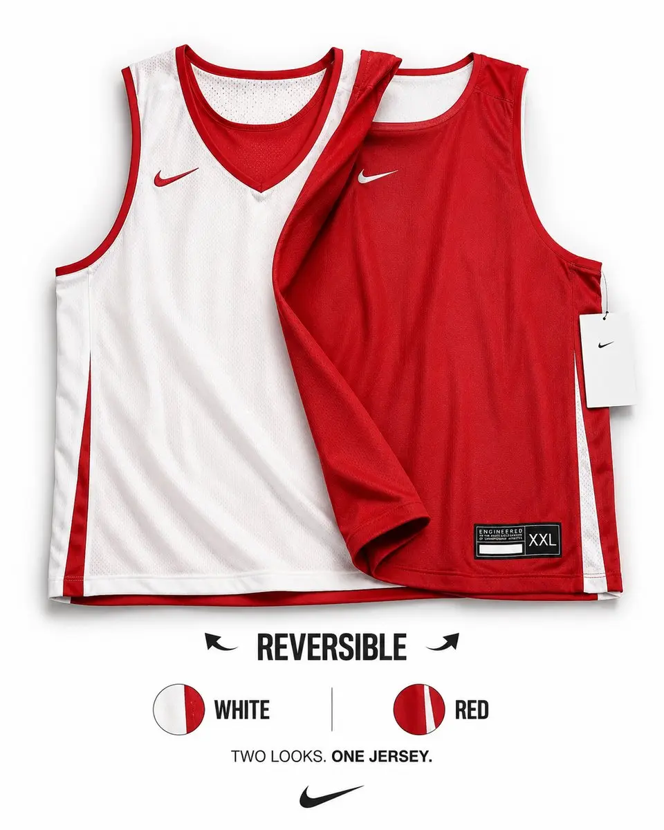 Nike Dri-FIT Practice Dish Jersey Reversible Basketbalshirt XXL - Team Scarlet/Wit