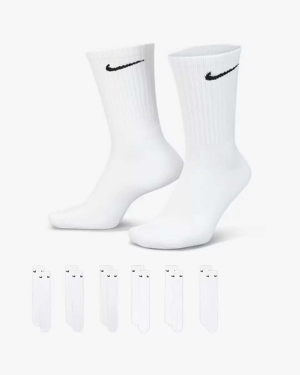 Nike Everyday Cushion Crew Sokken SX7666-100 - 6 Stuks - Wit