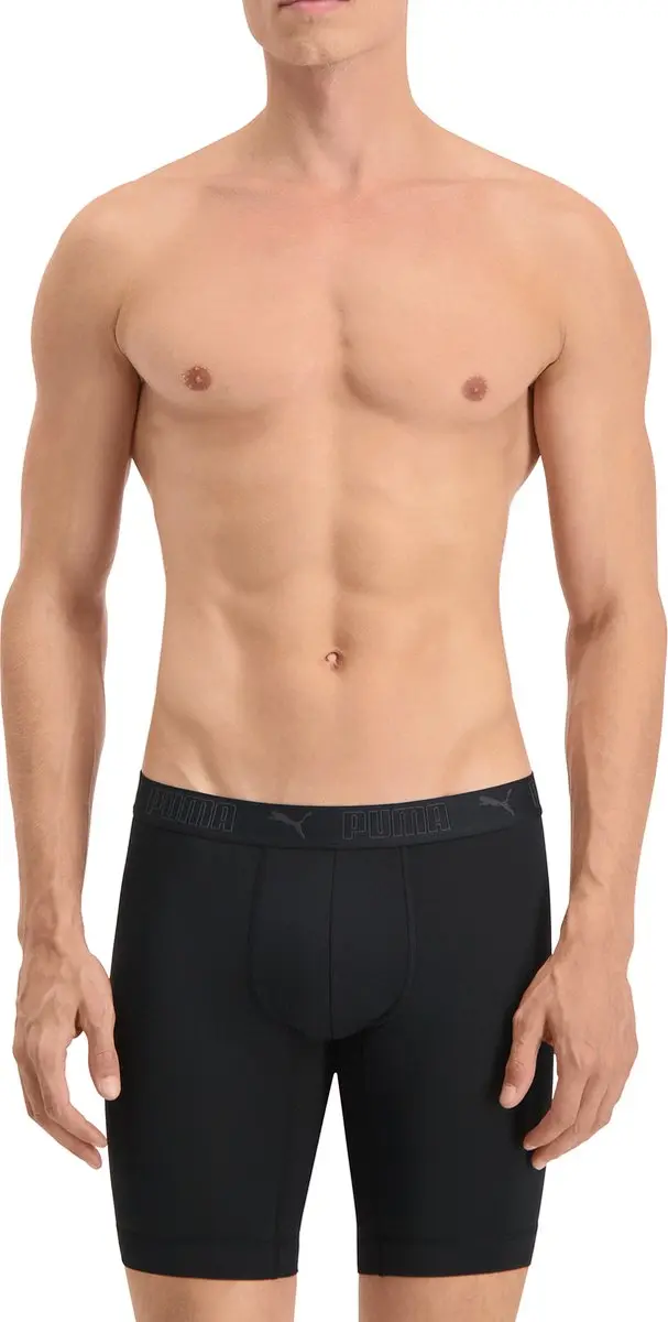 PUMA Sport Boxershorts Microfiber Long 2-pack - L - Zwart
