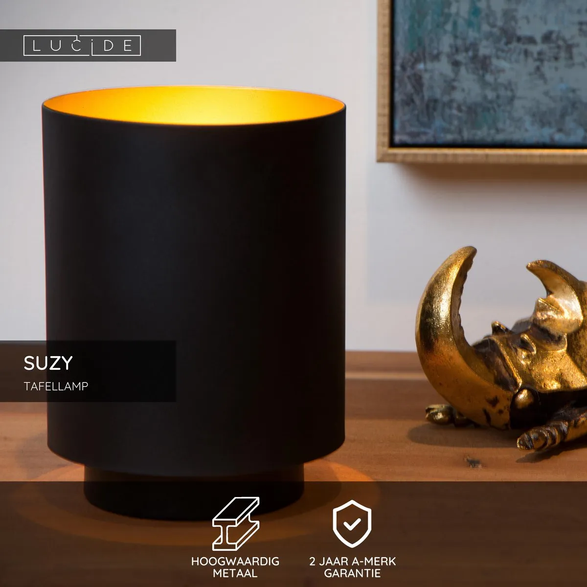 Lucide Suzy Tafellamp Ø12cm - 1xE14 - Zwart