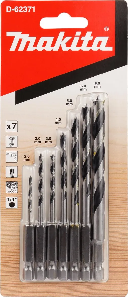 Makita D-62371 Houtspiraalborenset 7-delig