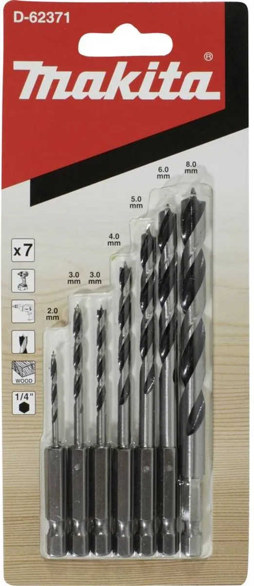 Makita D-62371 Houtspiraalborenset 7-delig