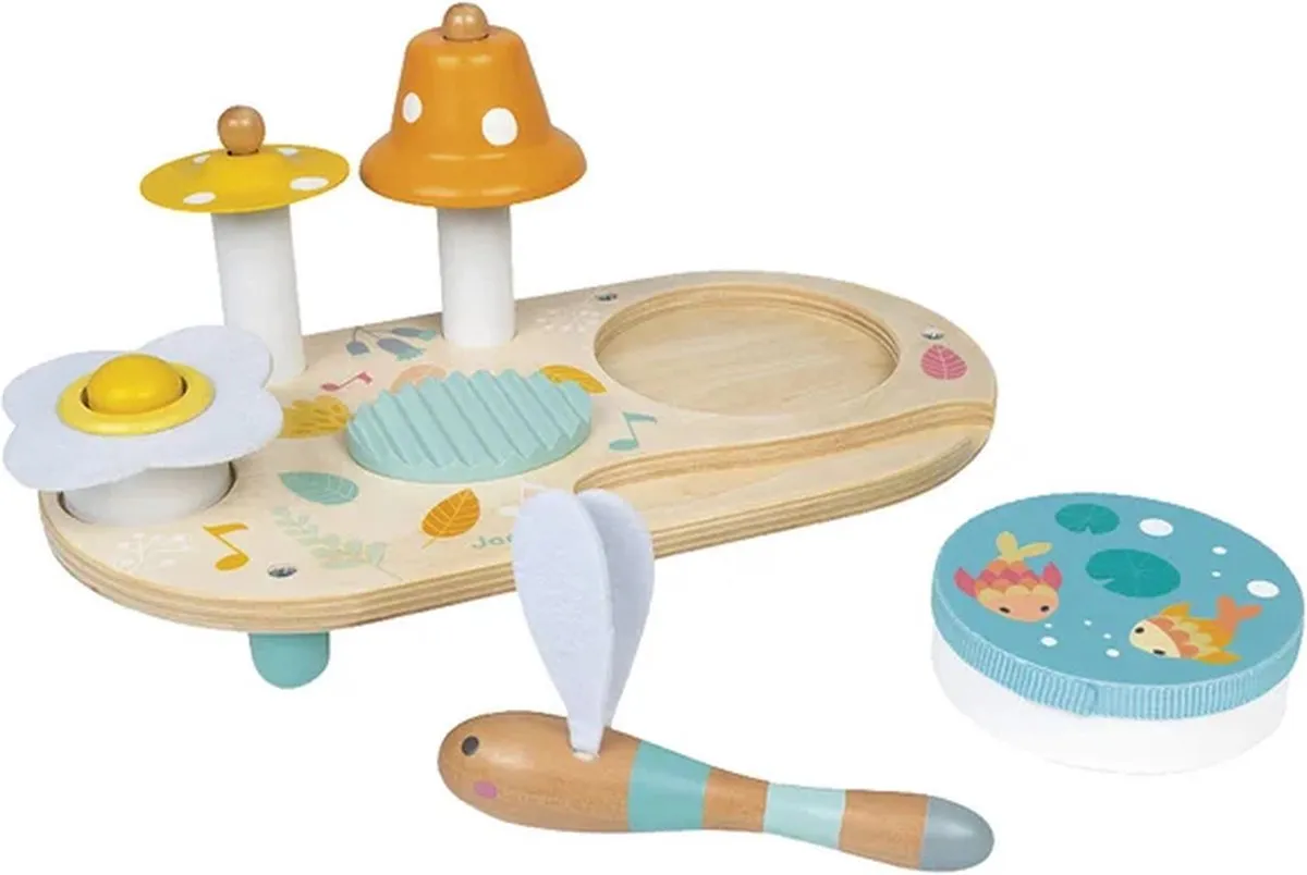 Janod Pure Muziektafel - Cymbaal, Klok, Krabber, Bel & Tamboerijn - afbeelding 6 van 6