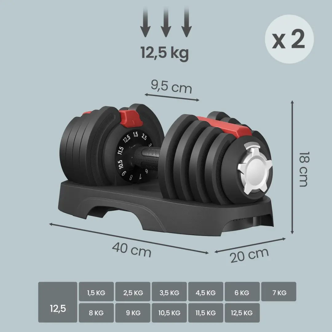 Songmics Verstelbare Dumbbell Set 11-in-1 - 2 Stuks
