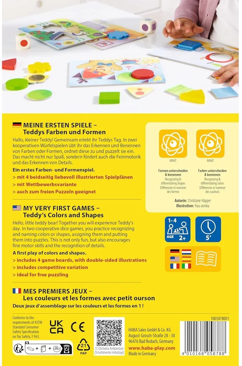 Haba Mijn eerste spellen Teddy's Kleuren en Vormen - Educatief 2+ jaar - Multicolor