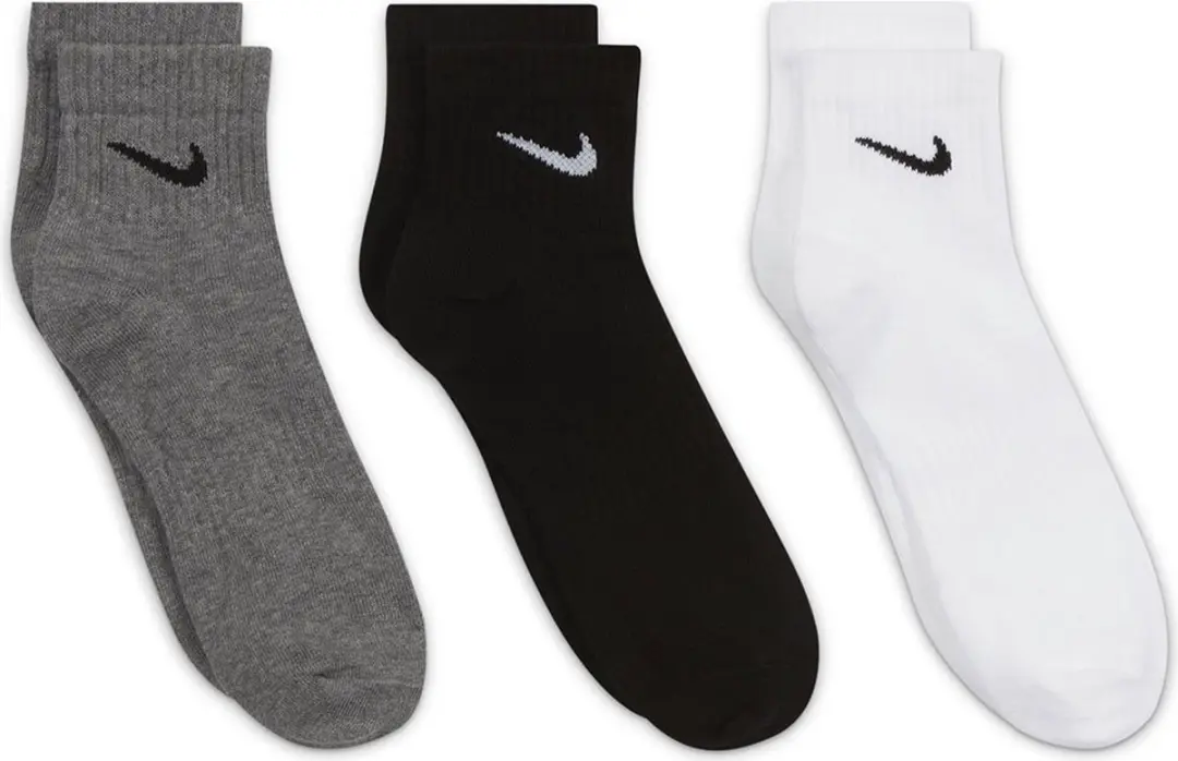 Nike Everyday Korte Sokken 3 Paren - Wit/Zwart/Grijs