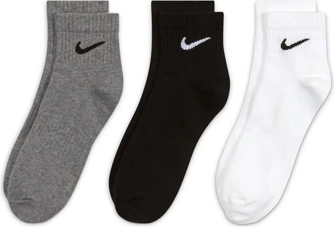 Nike Everyday Korte Sokken 3 Paren - Wit/Zwart/Grijs