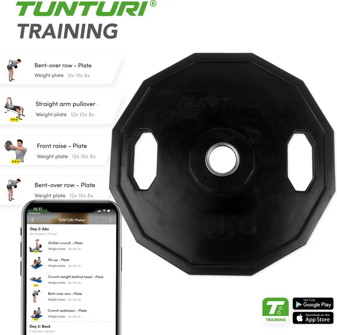 Tunturi Olympische Halterschijf 20kg - 50mm - Zwart