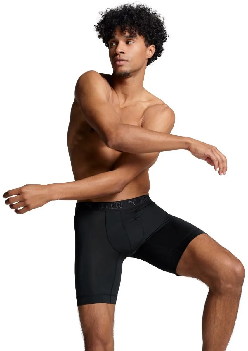 PUMA Sport Boxershorts Microfiber Long 2-pack M - Zwart