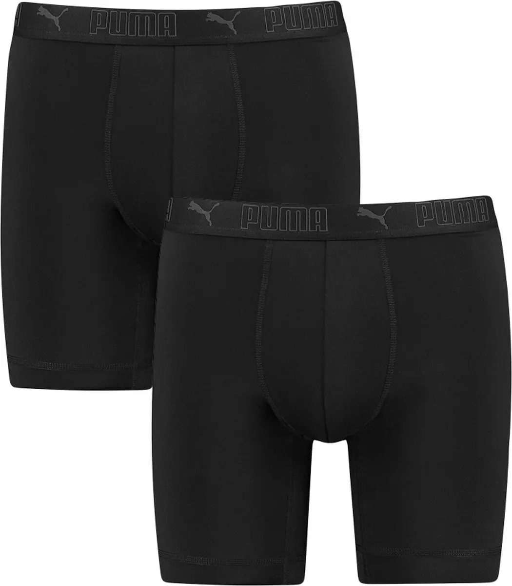 PUMA Sport Boxershorts Microfiber Long 2-pack - S - Zwart