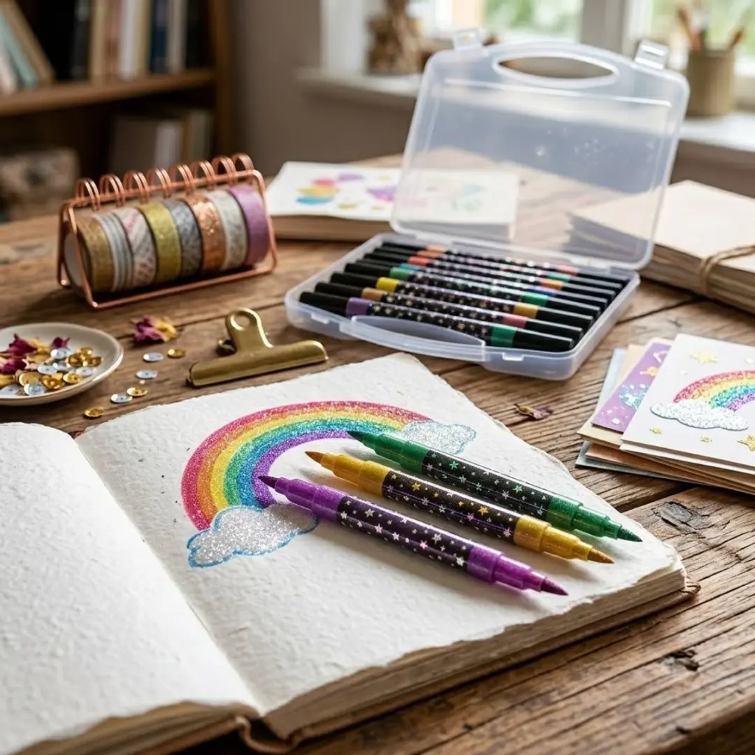 NUVEX Multicolor Glitter Markers Set - 24 Stuks