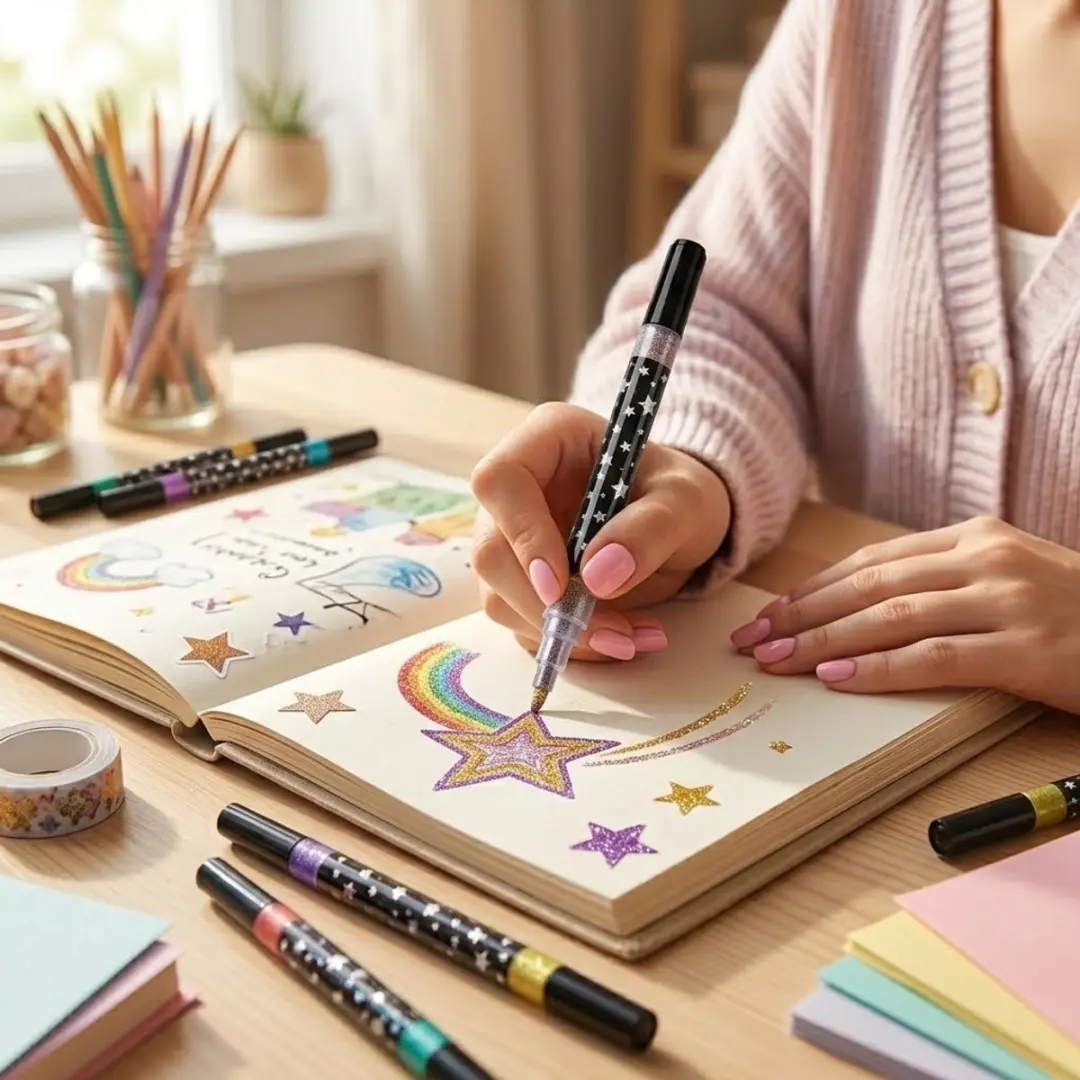 NUVEX Multicolor Glitter Markers Set - 24 Stuks