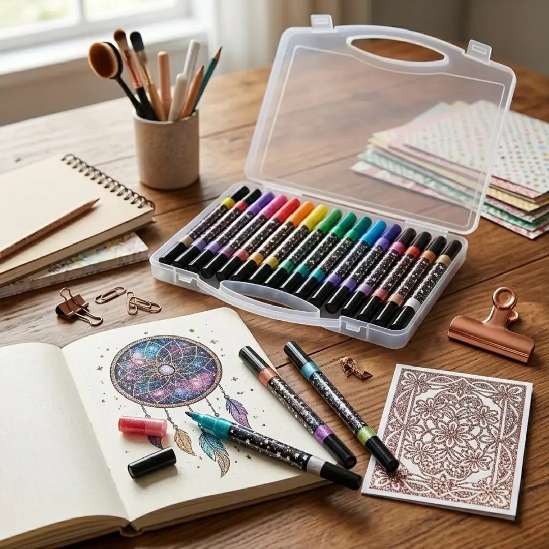 NUVEX Multicolor Glitter Markers Set - 24 Stuks