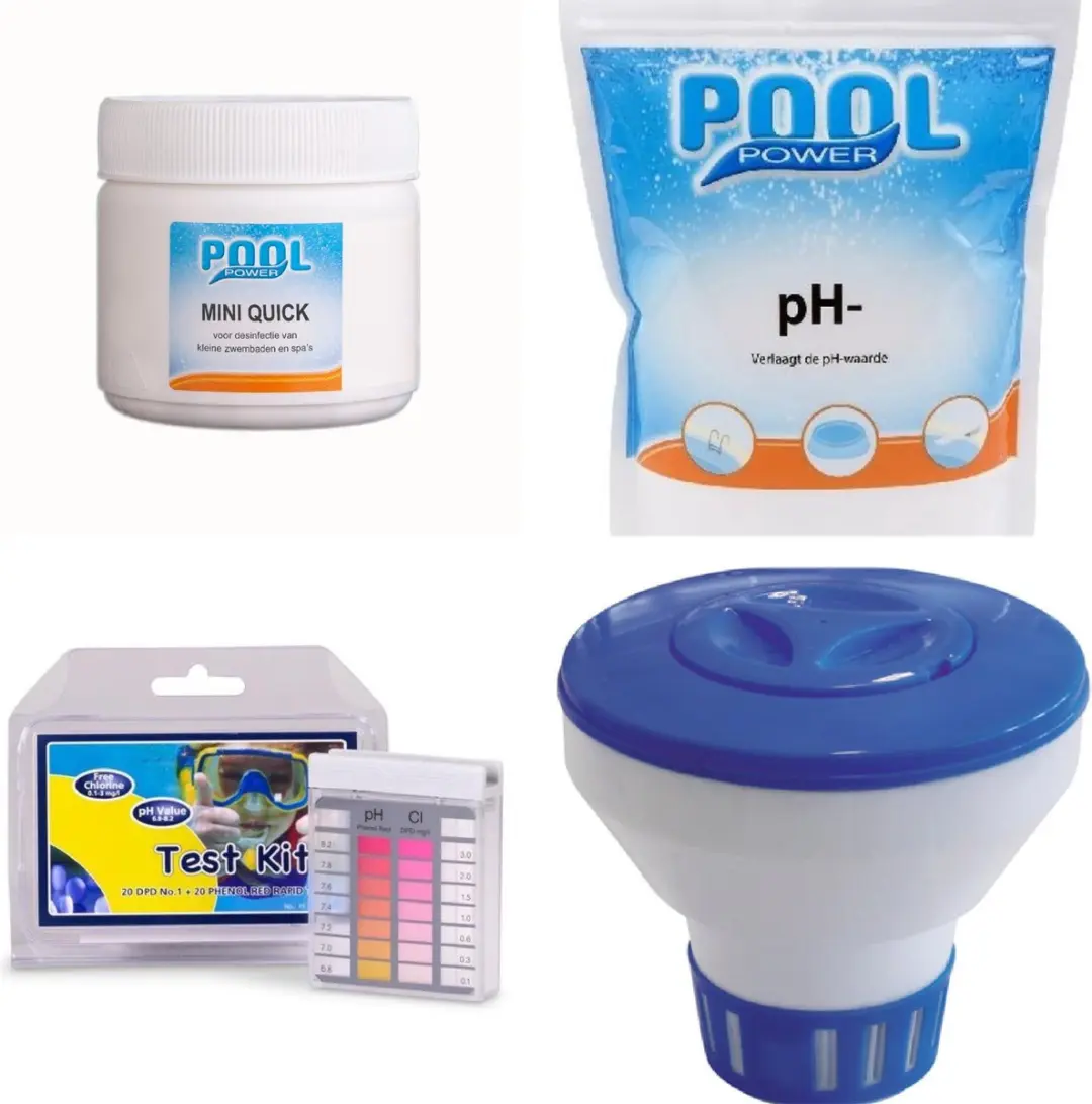 Pool Power Startset Mini pH- en Chloortestkit - 4 Stuks