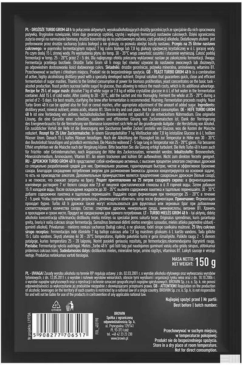 Browin Turbo Grom Distilleer Gist 19%
