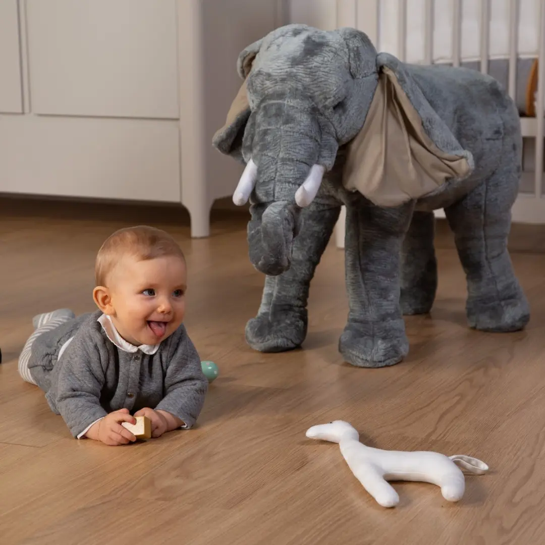 Childhome Staande Olifant Knuffel Pluche - 70x40x60cm - Grijs