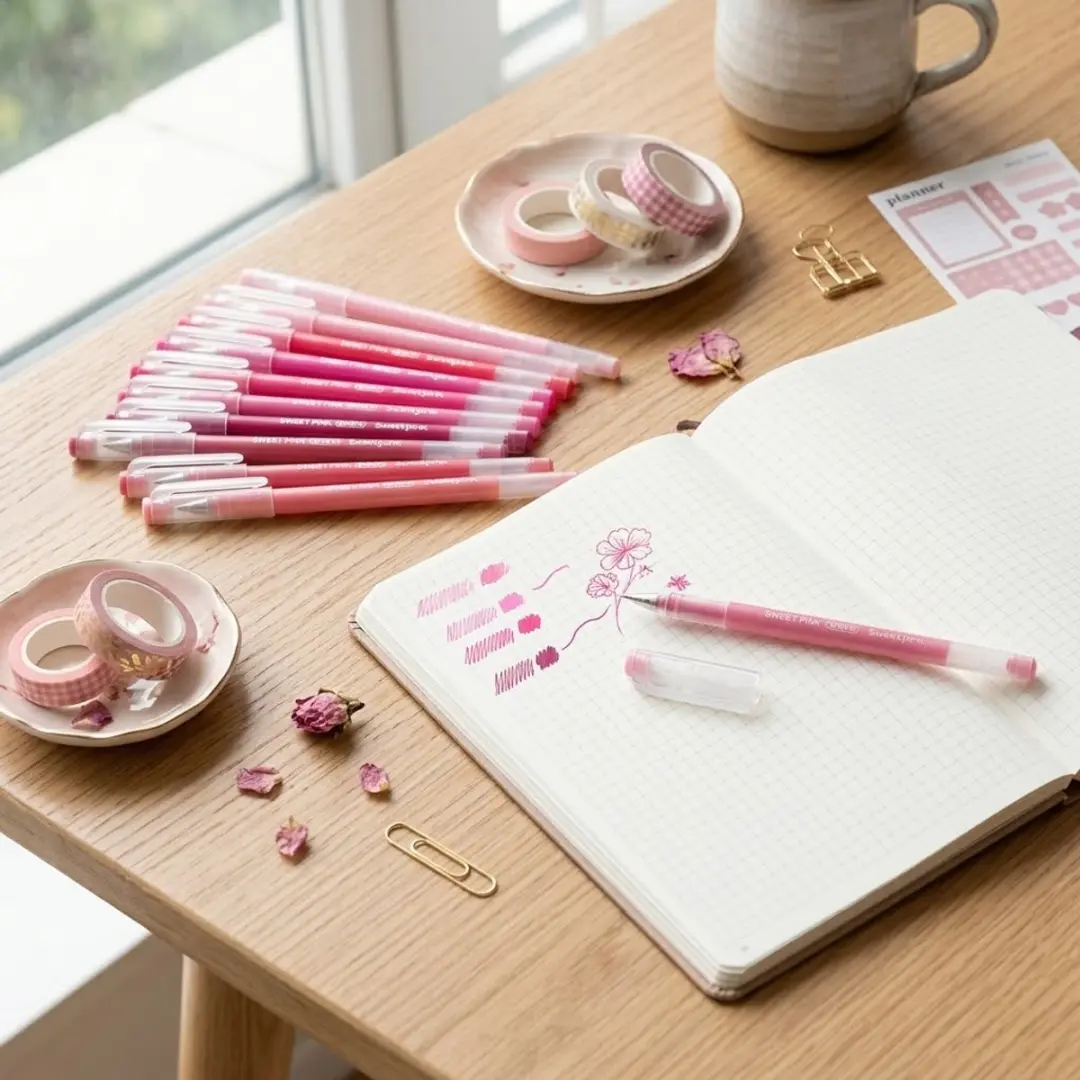 NUVEX Roze Gelpennen Set 9 Stuks