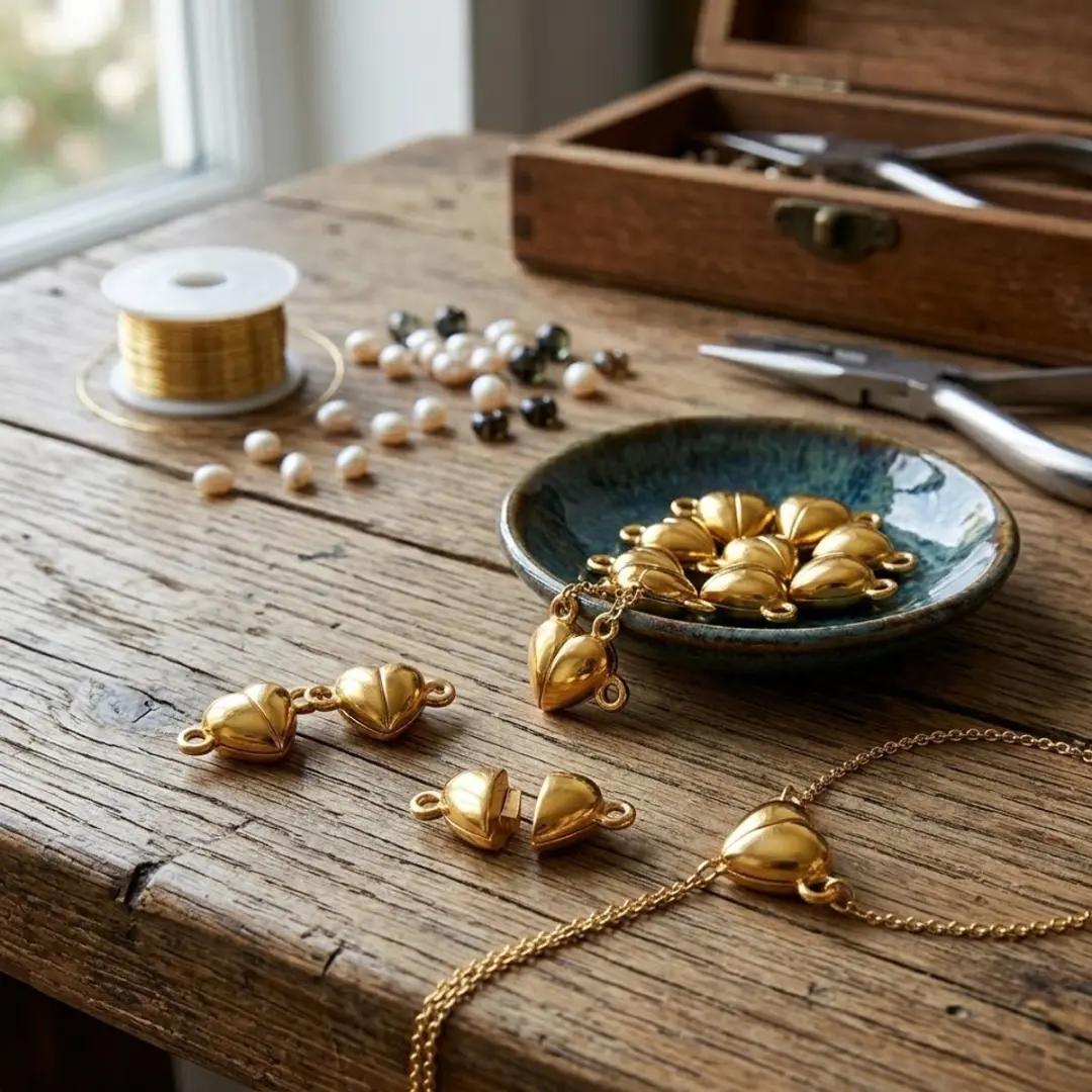 NuveX Hartvormige Magnetische Sieraadsluitingen - 10 Stuks - Goud