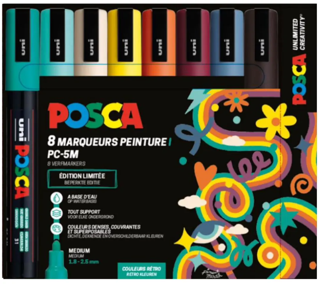 Posca Uni PC-5M Paintmarker - 8 Stuks Assorti Retro