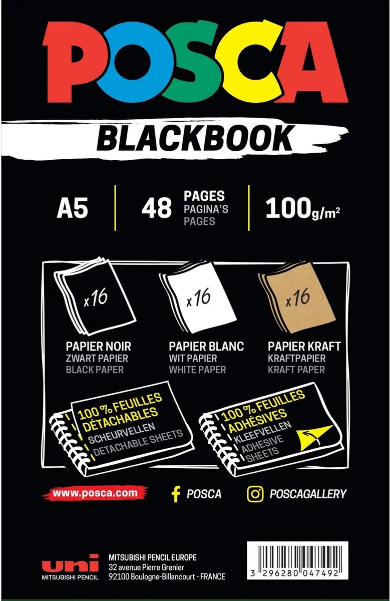 Posca Blackbook Schetsboek A5 - 48 Pagina's - Zwart
