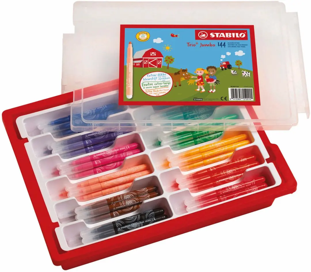 STABILO Trio Jumbo Viltstift - 144 Stuks - Robuuste XL-punt