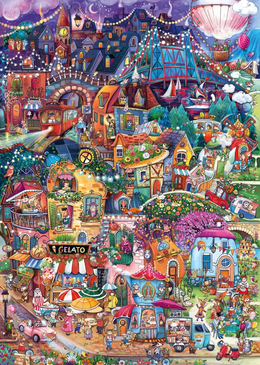 Heye Good Evening, Happytown Puzzel 1000 Stuks - Meerkleurig