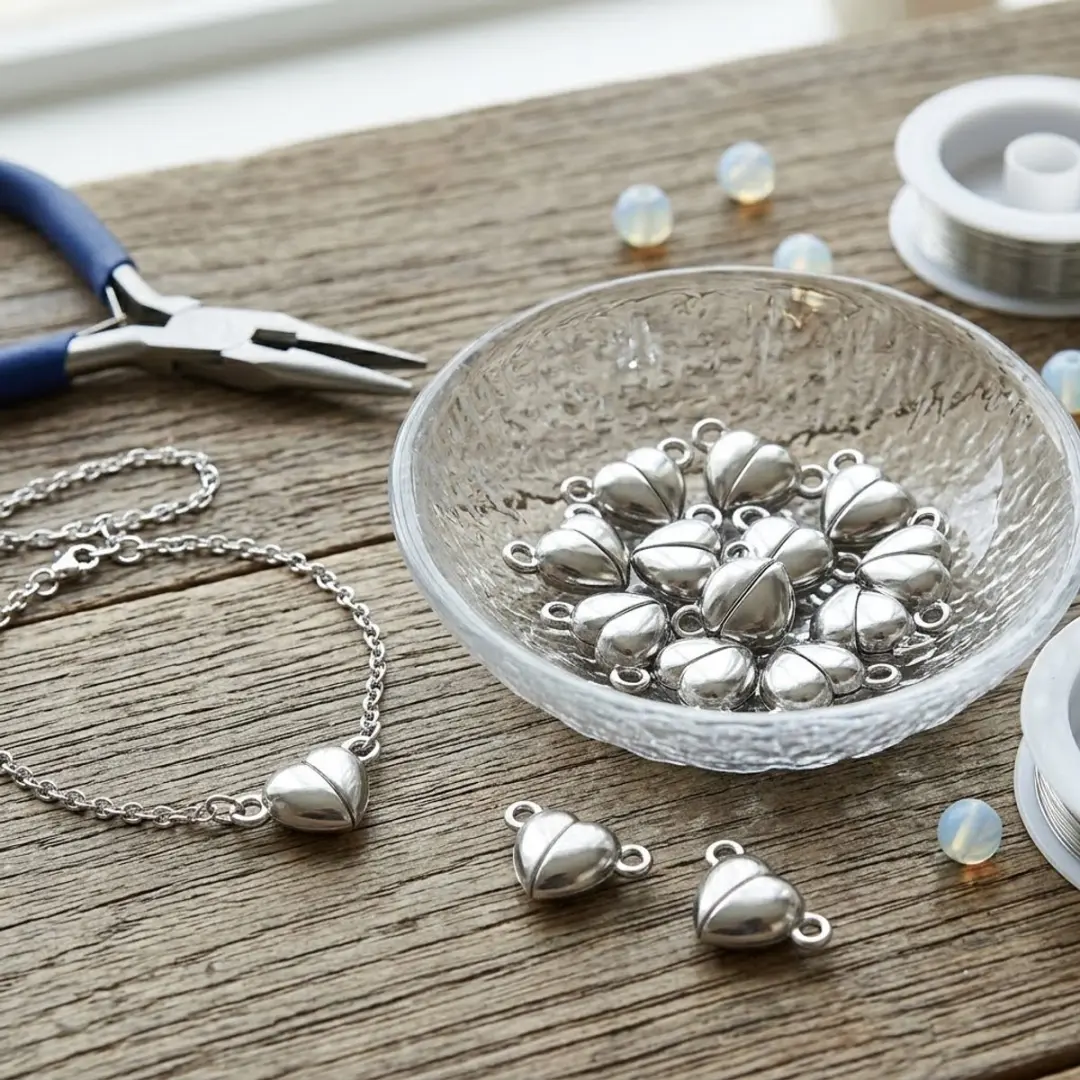 NUVEX Hartvormige Magnetische Sieraadsluitingen 10 Stuks - Zilver