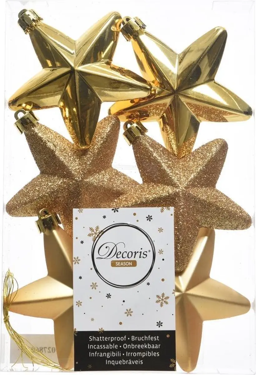Decoris Kersthanger Ster 6-delig - Ø7cm - Goud