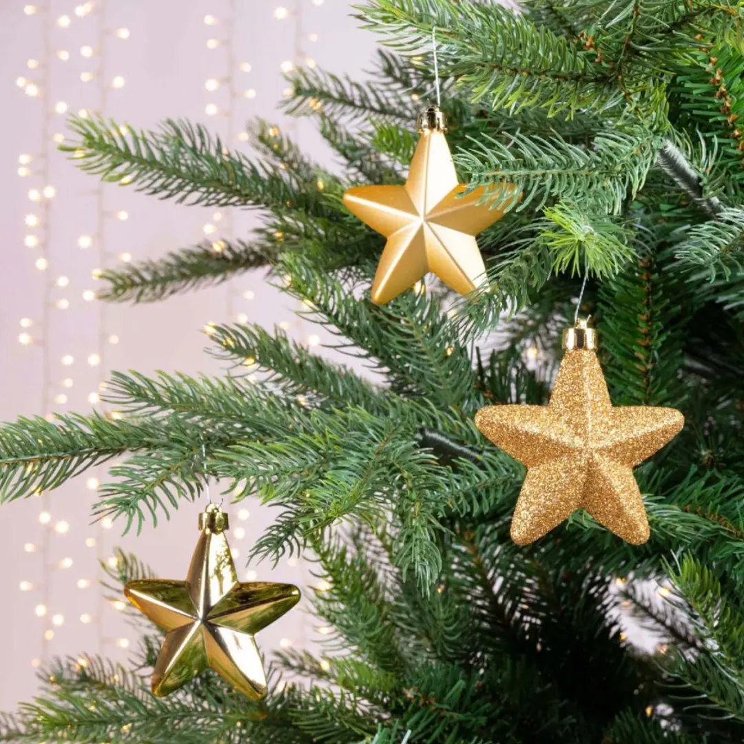 Decoris Kersthanger Ster 6-delig - Ø7cm - Goud