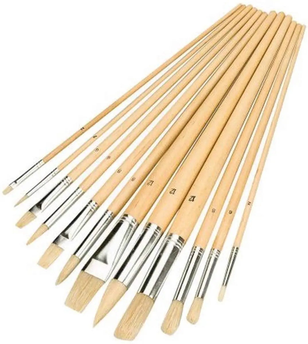 Silverline Penselen Set 12-delig - Platte/Ronde/Spitse Punten