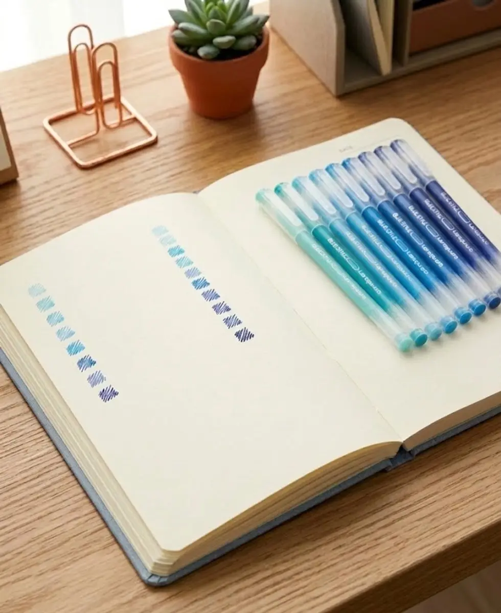 NUVEX Blauwe Gelpennen Set 9 Stuks - Transparant Design
