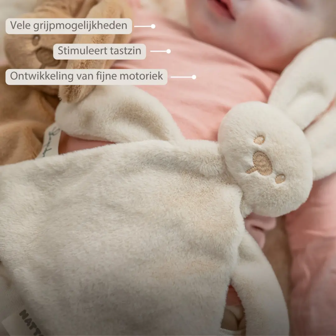 Nattou Lapidou Baby Knuffeldoekje Konijn 37x35cm - Zand